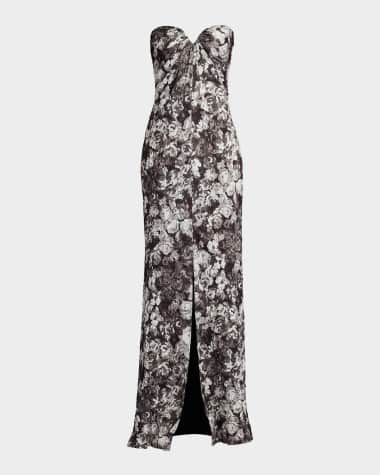 SHO by Tadashi Shoji Strapless Floral-Print Column Gown