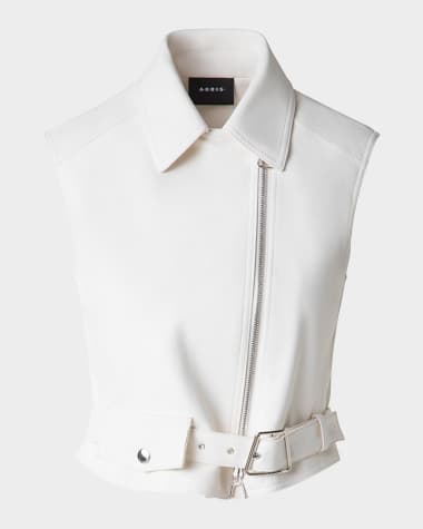 Akris Alvy Nappa Leather Biker-Style Gilet
