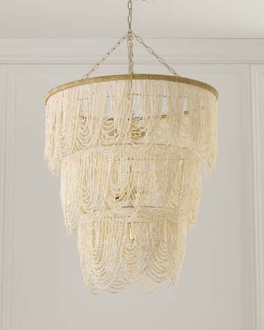Neiman Marcus Draped 34" 4-Light Palay Shell Chandelier