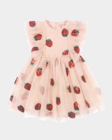 Konges Slojd Girl's Yvonne Sequin Strawberry Frill Dress, Size 18M-10
