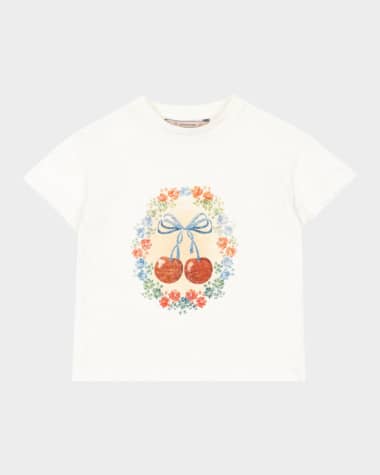 Konges Slojd Girl's Era Cherry Floral-Print T-Shirt, Size 9M-10