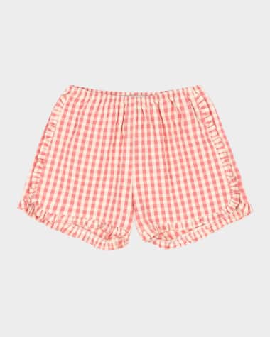 Konges Slojd Girl's Kim Gingham-Print Frill Shorts, Size 18M-10