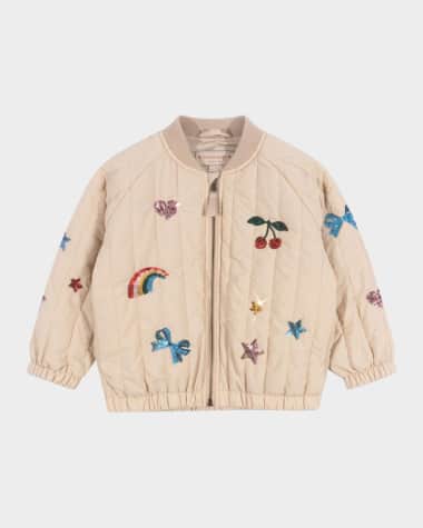 Konges Slojd Girl's Juno Sequined Scattered Patches Bomber Jacket, Size 9M-10