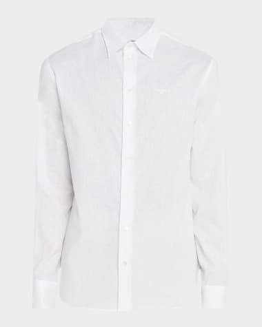 Emporio Armani Men's Linen and Cotton Sport Shirt