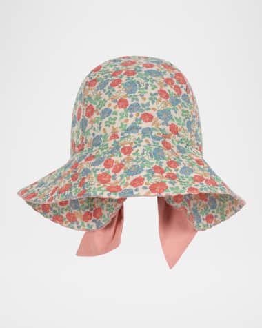 Konges Slojd Girl's Elin Floral-Print Bow Sun Hat