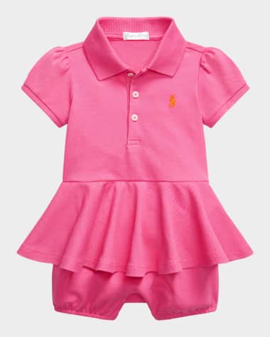 Ralph Lauren Childrenswear 26-1 STRETCH MESH-SS PEPLUM BU-ONE PIECE-SHORTALL