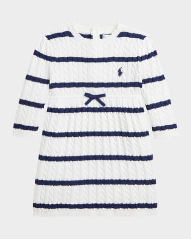 Ralph Lauren Childrenswear Girl's Striped Cable Knit Dress, Size 3M-24M