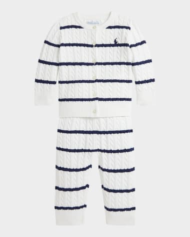 Ralph Lauren Childrenswear Girl's Cable-Knit Cardigan & Leggings Set, Size 3M-24M