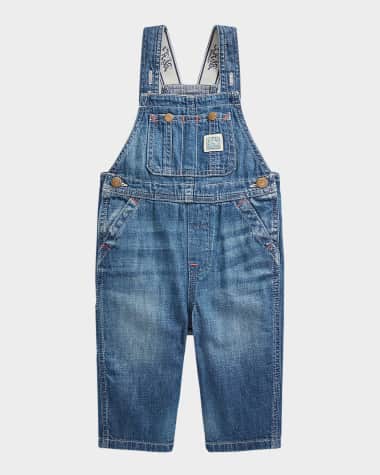 Ralph Lauren Childrenswear Boy's One-Piece Denim Overalls, Size 3M-24M