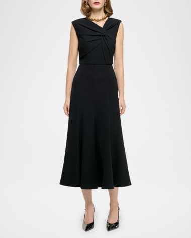 Roland Mouret Twisted Sleeveless Light Cady Midi Dress