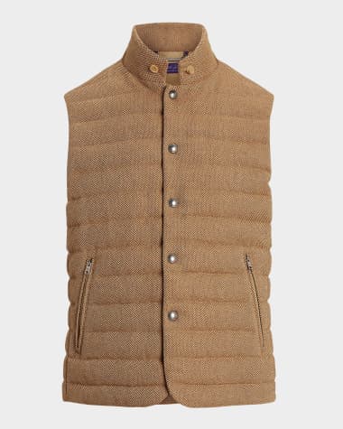 Ralph Lauren Purple Label Men's Quilted Tweed Down Vest