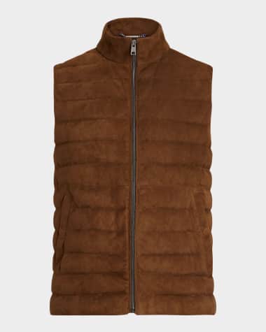 Ralph Lauren Purple Label Men's Quilted Suede Down Vest