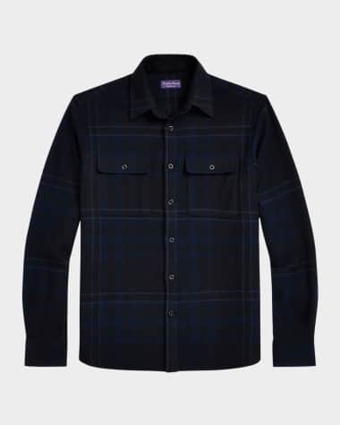 Ralph Lauren Purple Label Men's Plaid Wool-Blend Shirt