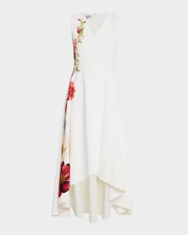 Rickie Freeman for Teri Jon Sleeveless High-Low Crepe Maxi Dress
