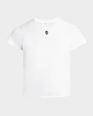McQueen Skull Embroidered Short-Sleeve T-Shirt