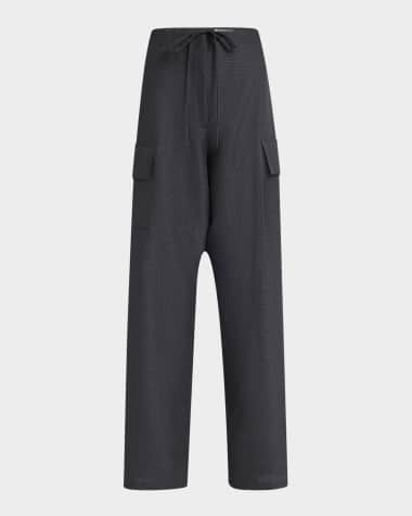 McQueen Check Drawstring Wide-Leg Cargo Trousers
