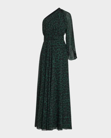 Sachin & Babi Makayla One-Shoulder Broach Embellished Gown