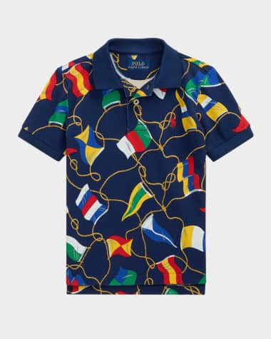 Ralph Lauren Childrenswear Boy's Multicolor Flag Polo Shirt, Size 2-7