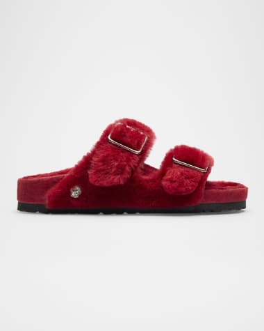 1774 Birkenstock Arizona Shearling Dual-Buckle Slide Sandals