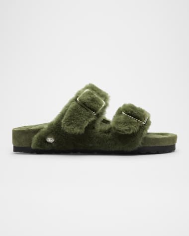 1774 Birkenstock Arizona Shearling Dual-Buckle Slide Sandals