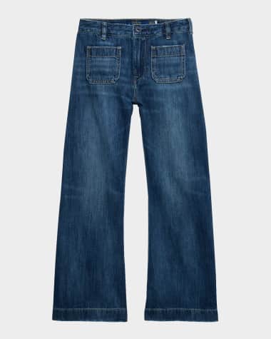Ralph Lauren Childrenswear Girl's Girl's Sailor Wide-Leg Denim Jeans, Size 3-6X