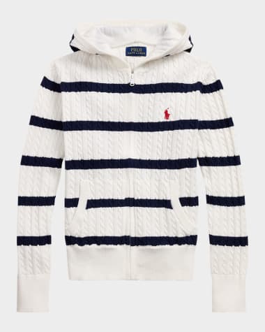 Ralph Lauren Childrenswear Boy's Hooded Cable Knit Sweater, Size S-XL
