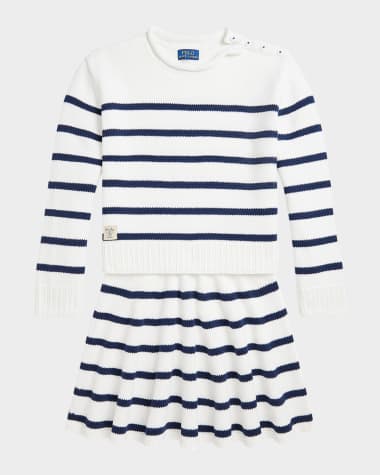 Ralph Lauren Childrenswear Girl's Cotton Stripe Sweater & Skirt, Size S-XL