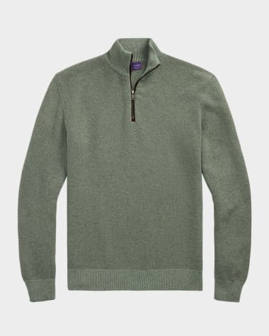 Ralph Lauren Purple Label Men's Birdseye Cashmere Quarter-Zip Sweater