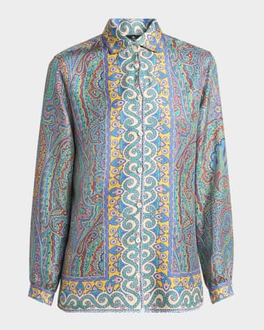 Etro Paisley Button Down Silk Blouse