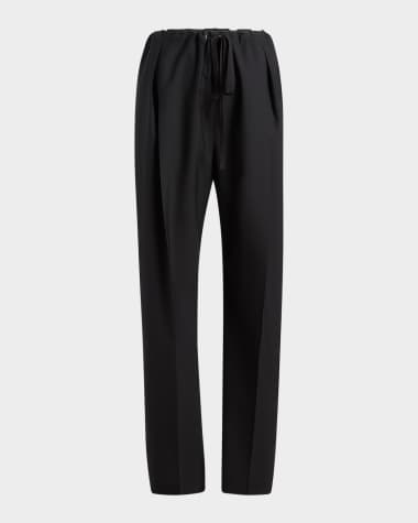 Khaite Trenton Pleated Straight-Leg Pull-On Pants