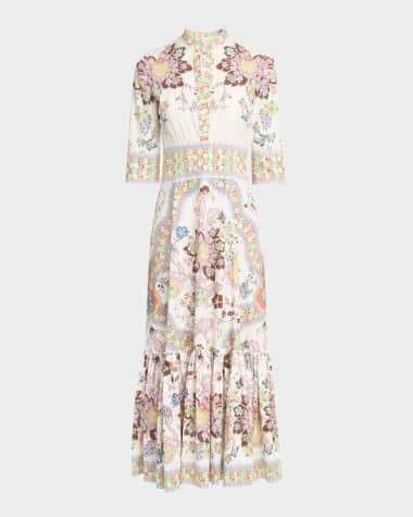 Etro Printed Stretch Cotton Midi Dress