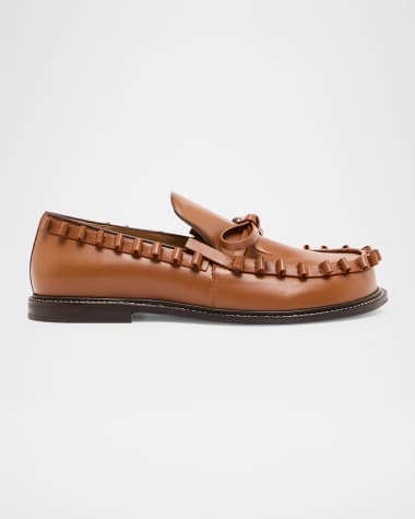 JW Anderson Men's Ruffle Leather Moccasin Loafers