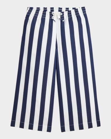 Ralph Lauren Childrenswear Girl's Cotton Dobby Striped Wide-Leg Pants, Size 2-6X