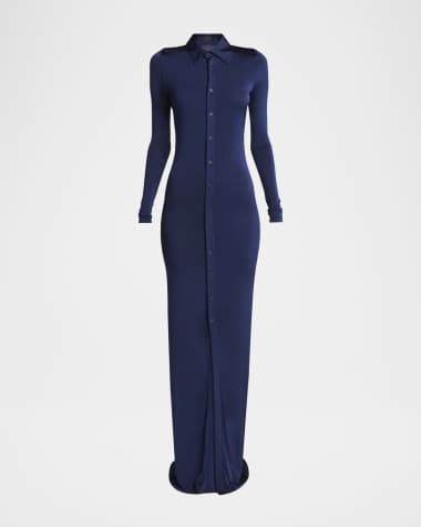 Balenciaga Stretch Maxi Button Down Dress