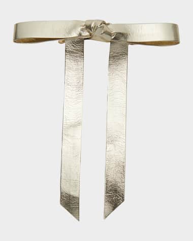 Lele Sadoughi Bardot Bow Metallic Faux Leather Barrette
