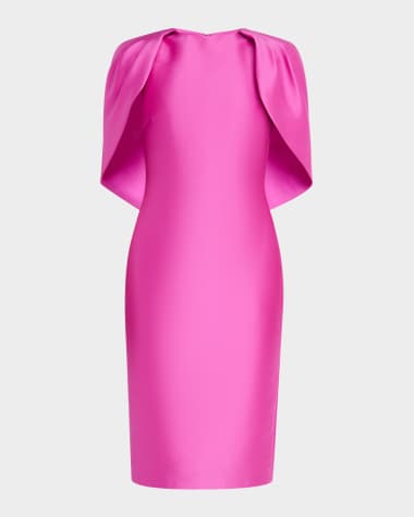 Badgley Mischka Collection Mikado Cape Sheath Dress