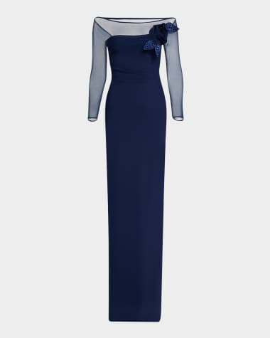 Chiara Boni La Petite Robe Saori Off-Shoulder Illusion Mermaid Gown