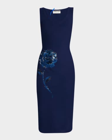 Chiara Boni La Petite Robe Italica Floral-Embroidered Midi Sheath Dress