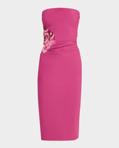 Chiara Boni La Petite Robe Itala Strapless Floral-Embroidered Midi Dress
