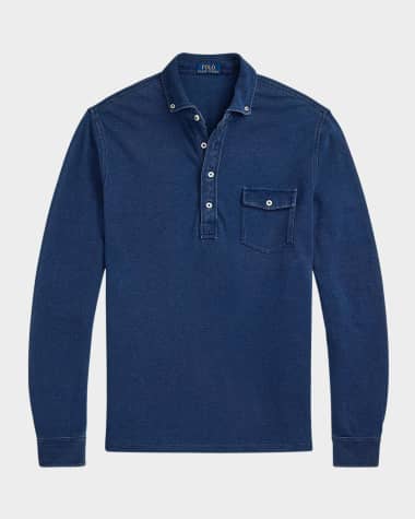 Polo Ralph Lauren Men's Indigo-Dyed Mesh Polo Shirt