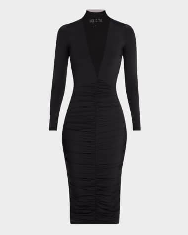 SER.O.YA Priyanka Mesh V-Cut Midi Dress
