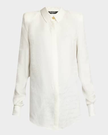 Balmain Love Letter Jacquard Strong-Shoulder Shirt