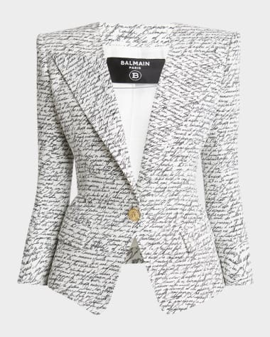 Balmain Love Letter-Print Single-Breasted Tailored Jacket