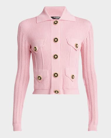 Balmain 4-Pockets Buttoned Rib Knit Cardigan