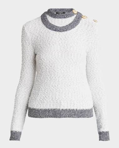 Balmain 3-Buttons Tweed Trompe L'oeil Knit Sweeater
