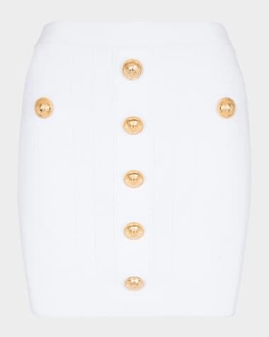 Balmain 2-Pockets Button-Front Rib Mini Skirt
