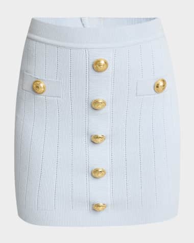 Balmain 2-Pockets Button-Front Rib Mini Skirt