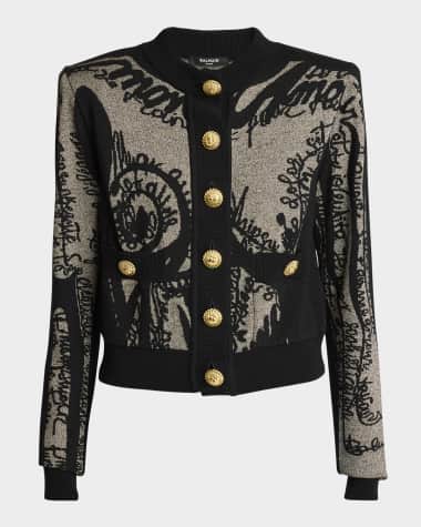 Balmain Body Letter Trompe L'Oeil Knit Cardigan