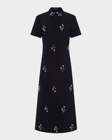LEO LIN Nadine Wildflower Embellished Midi Shirtdress