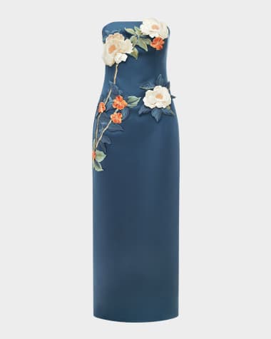 LEO LIN Rayna Applique Floral Bustier Maxi Dress